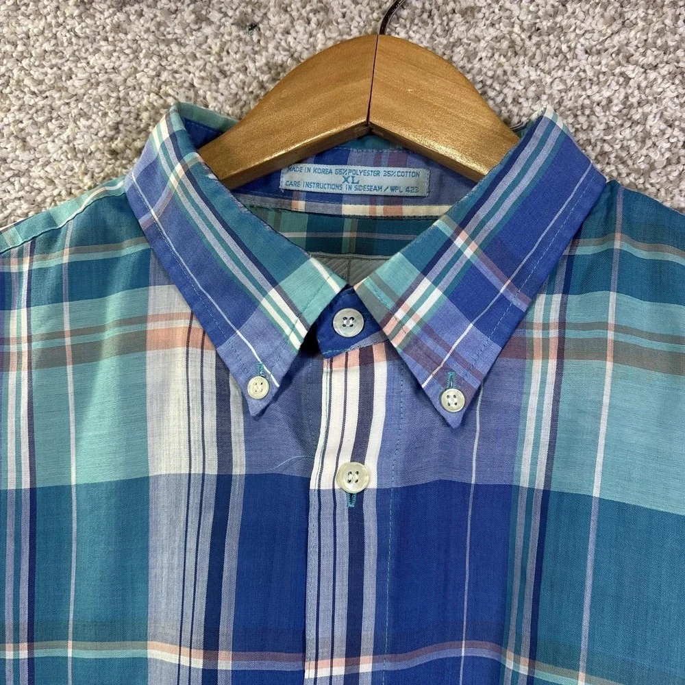 Vintage Levi's Shirt‎ Mens XL Plaid Short Sleeve Button Down Colorgraphs